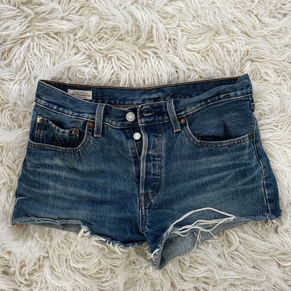 Levis 501 Jean Shorts with Frayed Hem